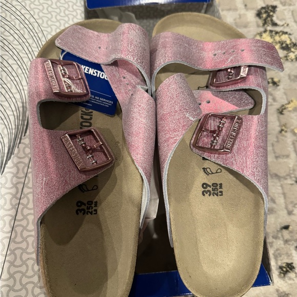 Birkenstock Shoes - Birkenstock pink Arizona washed metallic old rose size 39